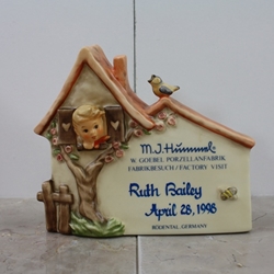 M.I. Hummel 822 Hummelnest, Personalized, Plaque, Ruth Bailey, Tmk 7