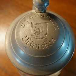 Beer Stein, Spatenbräu München, 0.3L, Glass Pewter Lid