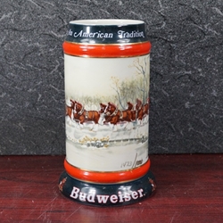 Beer Stein, Anheuser-Busch, CS112 Budweiser Holiday 1990, Signature Edition, Type 1