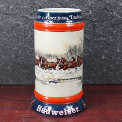 Beer Stein, Anheuser-Busch, CS112 Budweiser Holiday 1990, Wholesalers Edition, Type 1