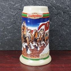 Beer Stein, Anheuser-Busch, CS343 Budweiser Holiday 1998, Gold Edition, Type 1