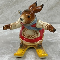 Goebel Figurines, Bavarian Bunnies, Skiing Girl, Tmk 6, Type 1