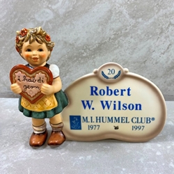 M.I. Hummel 717 Valentine Gift Plaque, Personalized, Robert W. Wilson, Tmk 7, Type 1