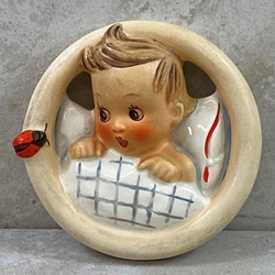 M.I. Hummel 137/B Child in Bed, Wall Plaque Tmk 3, Type 4