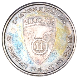 11th Airborne Division Association, 36th Anniversary, .999 Fine Silver