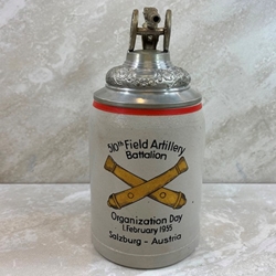 Beer Stein, Military Beer Stein, 510th Field Artillery Battalion, Organization Day 1 February 1955 Salzburg - Austria 1/2 Liter