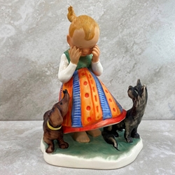 Goebel Figurine, Hahn 509 Girl crying with Dog and Cat Tmk 4