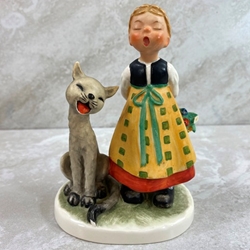 Goebel Figurine, Hahn 504 SINGING GIRL AND CAT Tmk 3
