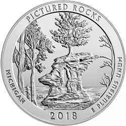 2018 ATB 5 Oz 999 Fine Silver Coin, Pictured Rocks National Lakeshore