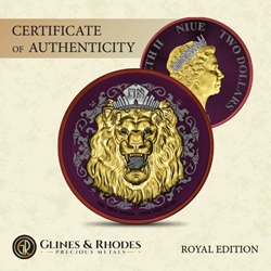 2021 Niue Roaring Lion "Royal Edition" 1 oz Silver Coin ~ Enobled by Germania Wanted Sold $95.00