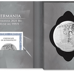 2021 GERMANIA 50 Mark 10oz .999 Silver BU Coin Round in Blisterpack w/ COA Wanted Sold $445.00
