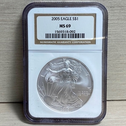 2005 American Eagle Silver One Ounce Certified / Slabbed MS69 - 092