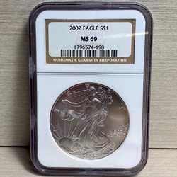 2002 American Eagle Silver One Ounce Certified / Slabbed MS69