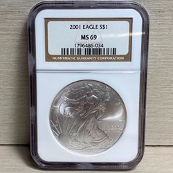 2001 American Eagle Silver One Ounce Certified / Slabbed MS69