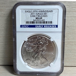 2011 American Eagle Silver One Ounce Certified / Slabbed MS69 - 492