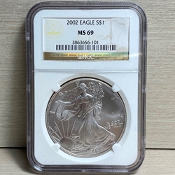 2002 American Eagle Silver One Ounce Certified / Slabbed MS69