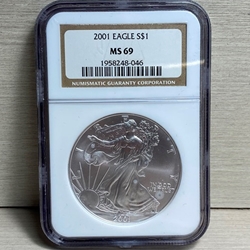 2001 American Eagle Silver One Ounce Certified / Slabbed MS69