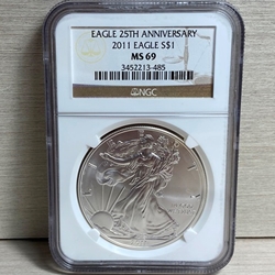 2011 American Eagle Silver One Ounce Certified / Slabbed MS69 - 485