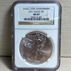 2011 American Eagle Silver One Ounce Certified / Slabbed MS69 - 482