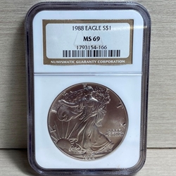 1988 American Eagle Silver One Ounce Certified / Slabbed MS69