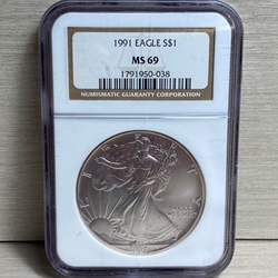 1991 American Eagle Silver One Ounce Certified / Slabbed MS69