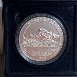 2010-P ATB 5 Oz 999 Fine Silver Coin, Mount Hood National Forest