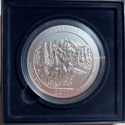 2011-P ATB 5 Oz 999 Fine Silver Coin, Olympic National Park