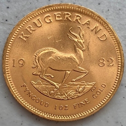 1982 1 Oz South African Gold Krugerrand Coin, 1 Each