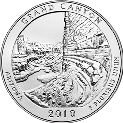 2010-P ATB 5 Oz 999 Fine Silver Coin, Grand Canyon National Park