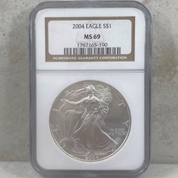 2004 American Eagle Silver One Ounce Certified / Slabbed MS69