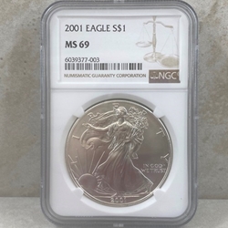 2001 American Eagle Silver One Ounce Certified / Slabbed MS69