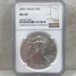 2001 American Eagle Silver One Ounce Certified / Slabbed MS69