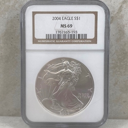 2004 American Eagle Silver One Ounce Certified / Slabbed MS69