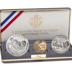 1991-W Proof Mount Rushmore $5 Gold / Silver Set, 2 Each