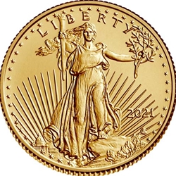 2021 American Eagle, One-Tenth / Five Dollars Gold Coin Uncirculated, 43 Each