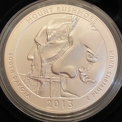 2013-P ATB 5 Oz 999 Fine Silver Coin, Mount Rushmore National Memorial