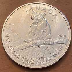 2012 Canada Wildlife Series Cougar 1oz .9999 Silver