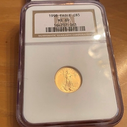 1998 American Eagle, One-Tenth / Five Dollars Gold Coin MS69 063, 1 Each