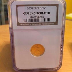 2008 American Eagle, One-Tenth / Five Dollars Gold Coin GEM UNC 005, 1 Each