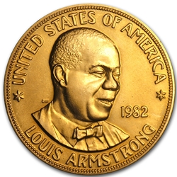 1982 Louis Armstrong, U.S. Mint 1 oz Gold Commemorative Arts Medal, 1 Each