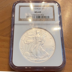 2000 American Eagle Silver One Ounce Certified / Slabbed MS69