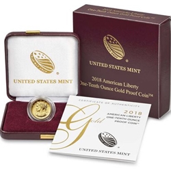 2018 American Liberty One-Tenth Ounce Gold Proof Coin, 1 Each
