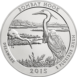 2015 ATB 5 Oz 999 Fine Silver Coin, Bombay Hook National Wildlife Refuge