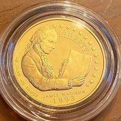1993-W Proof Bill of Rights $5 Gold Coin, 1 Each