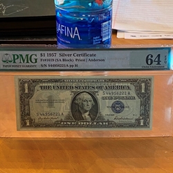 Silver Certificate, 1957, $1.00, PMG 64