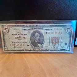 National Bank Note, Cleveland, Ohio, 1929, $5.00