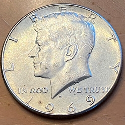 1969 40% Silver Kennedy Half Dollar