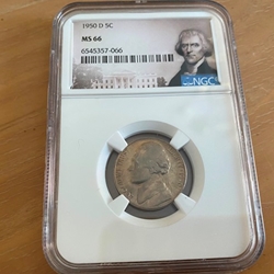 1950-D Jefferson Nickel, MS 66 - 066