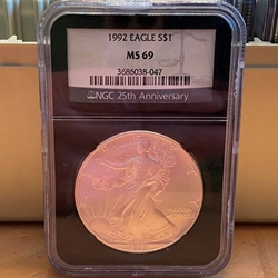 1992 American Eagle Silver One Ounce Certified / Slabbed MS69