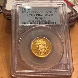 1988-W Proof Olympic $5 Gold, PR69DCAM, 1 Each